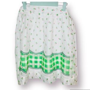 Floral Handmade Vintage Apron Skirt Tie Back Red Green White OS